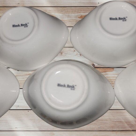 Set of 5 - White Ceramic Condiment Sauce Dish Dipping Bowls (Black Rock Grill) - Picture 5 of 5